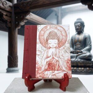 Buddha Journal Handmade Spiritual Blank Book Hardcover with Teachings and Stand